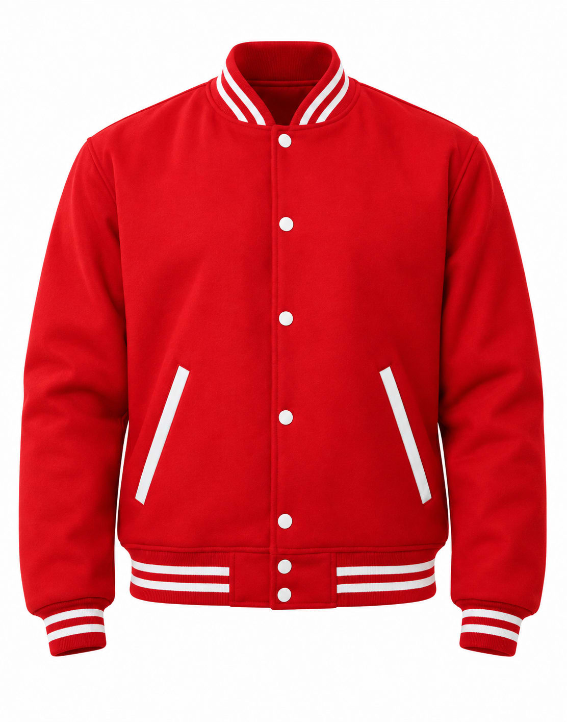Red Wool Letterman Jacket, front view