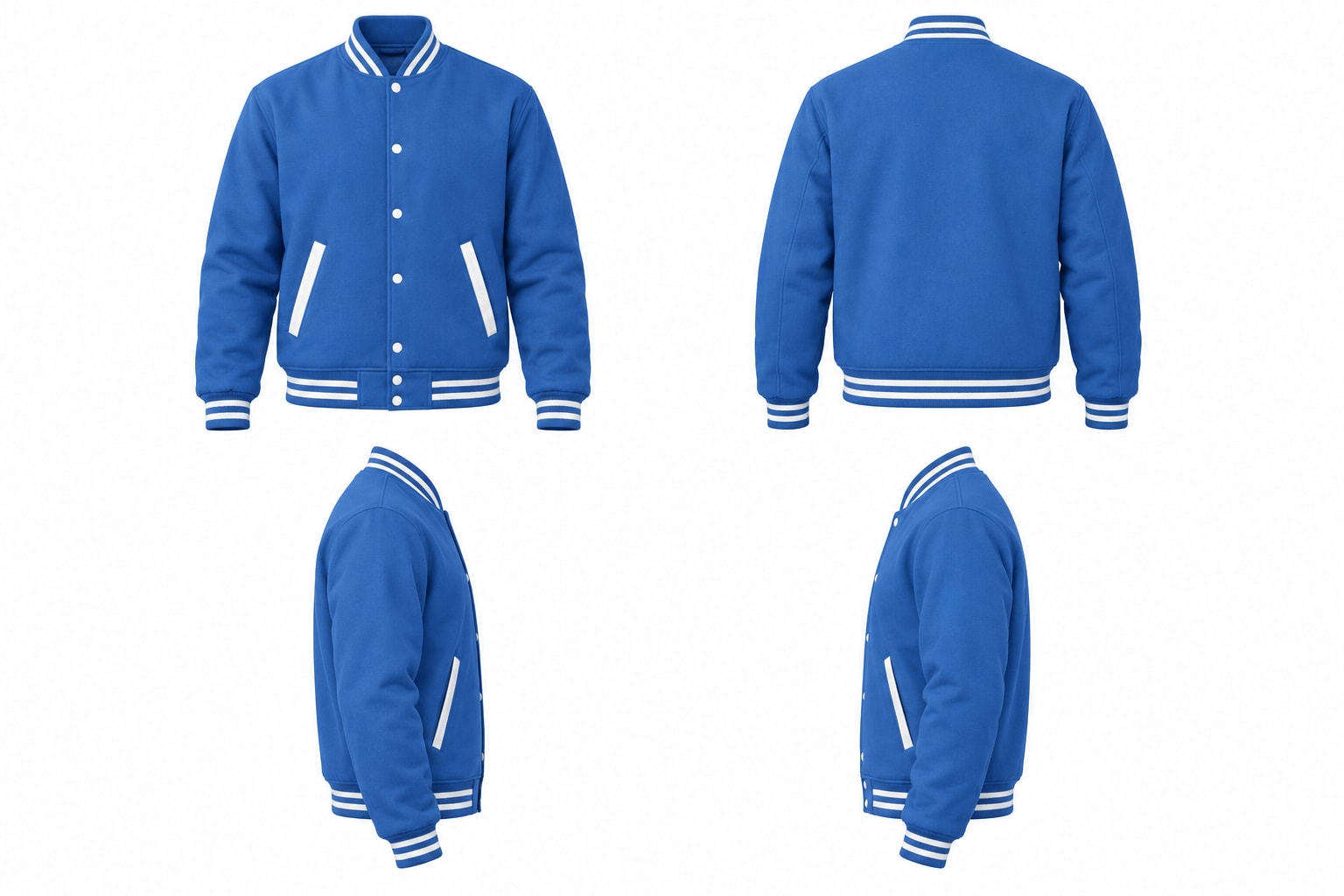 Sky Blue Wool Varsity Jacket, front view