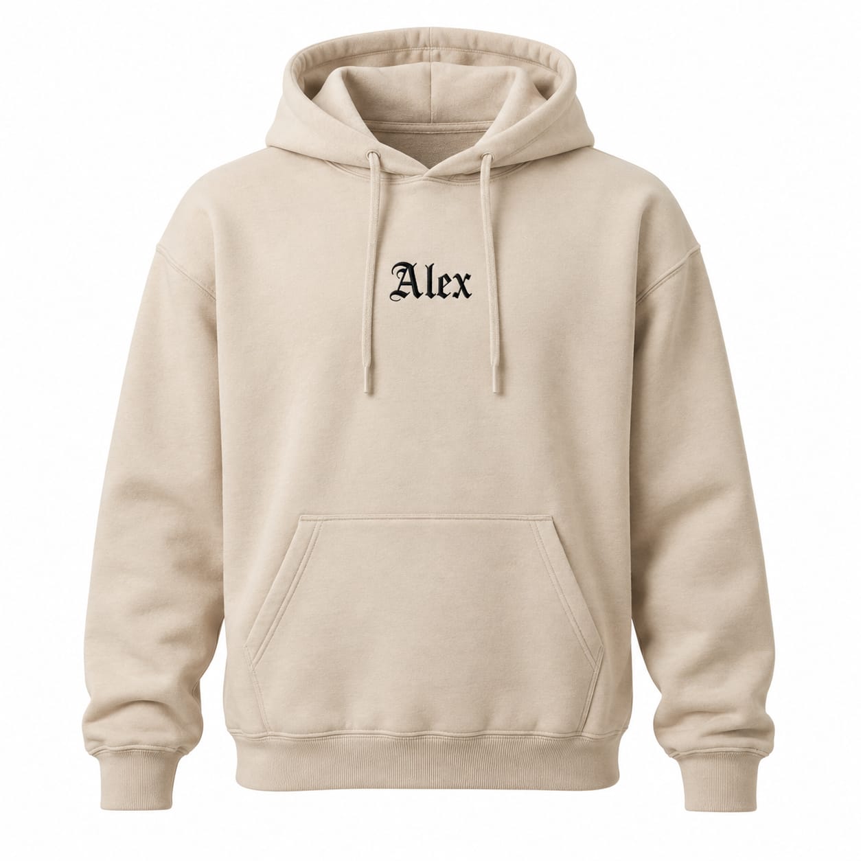 Embroidered Name Hoodie, Old English Style, front view