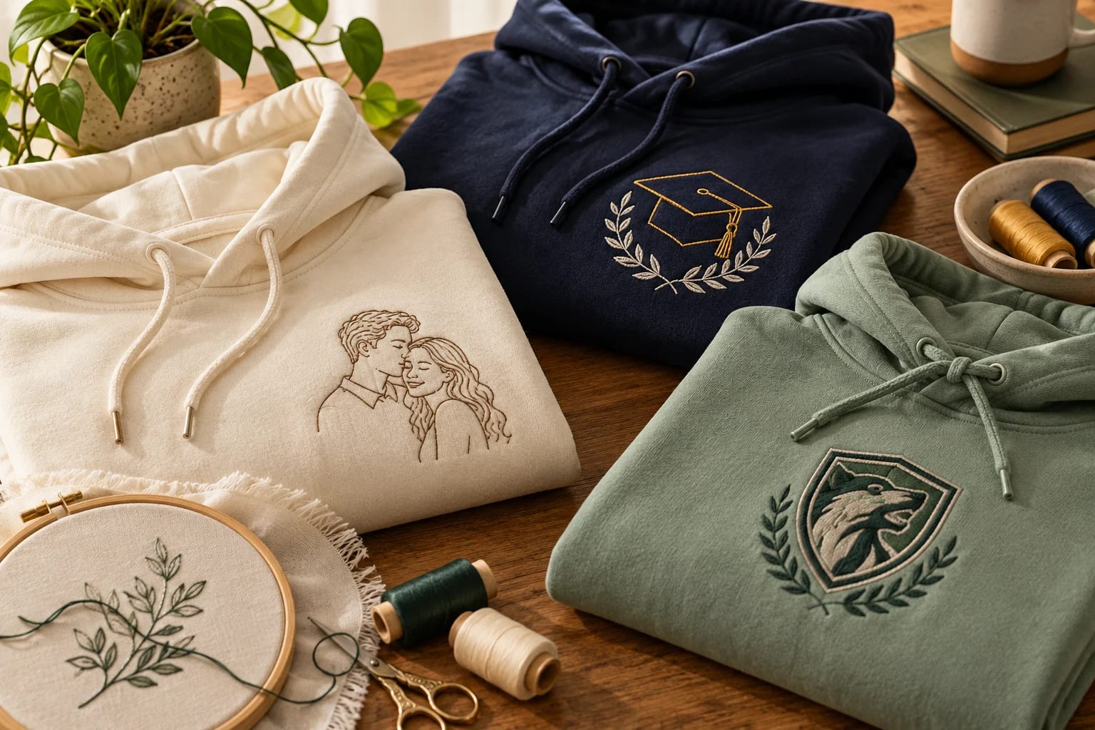 Custom Embroidered Hoodies: Name, Portrait, Graduation and Team Logo Ideas