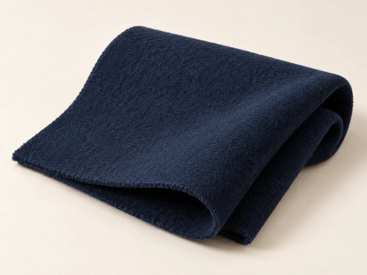 Illustrative melton wool sample, three-quarter folded view