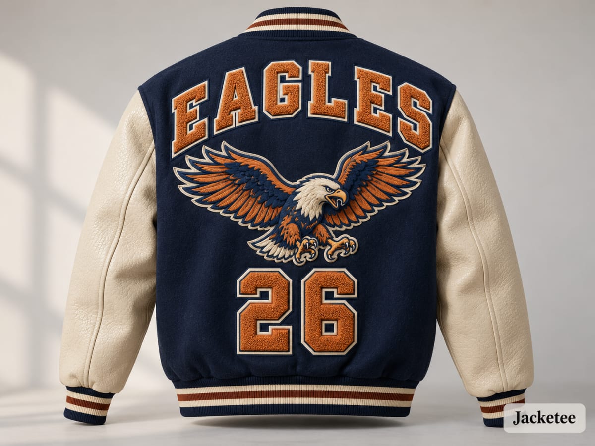 Back placement example with eagle mascot and number 26