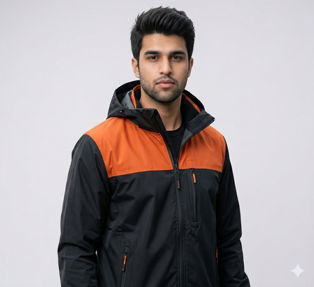 Black & Orange Hooded Jacket - primary product view