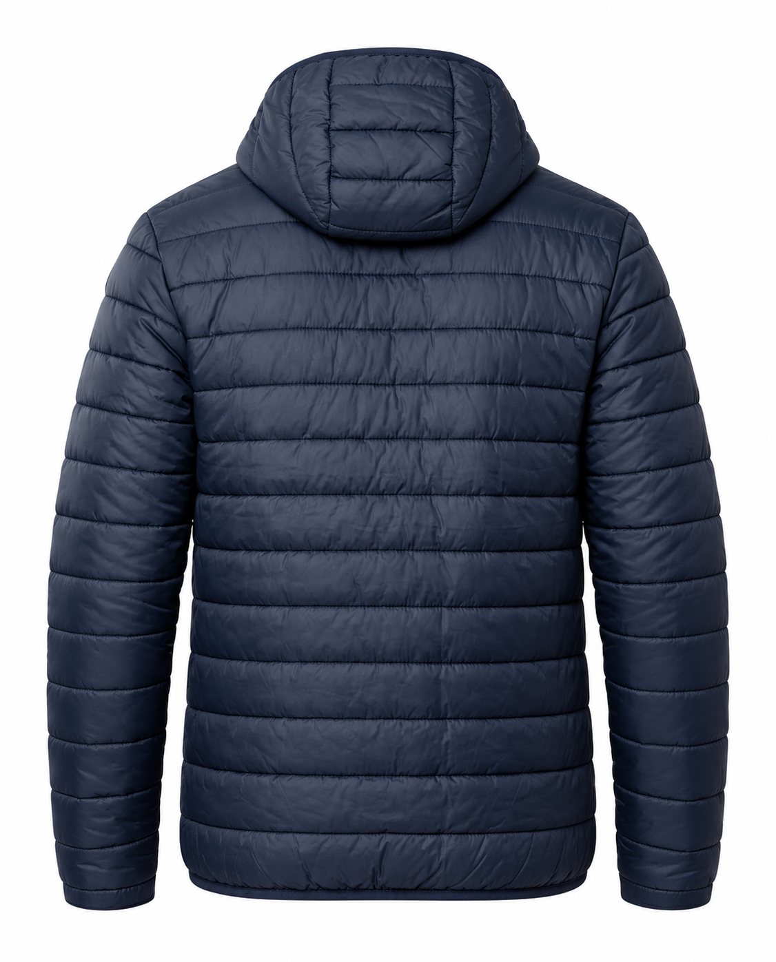 Navy Blue Puffer Jacket Back View
