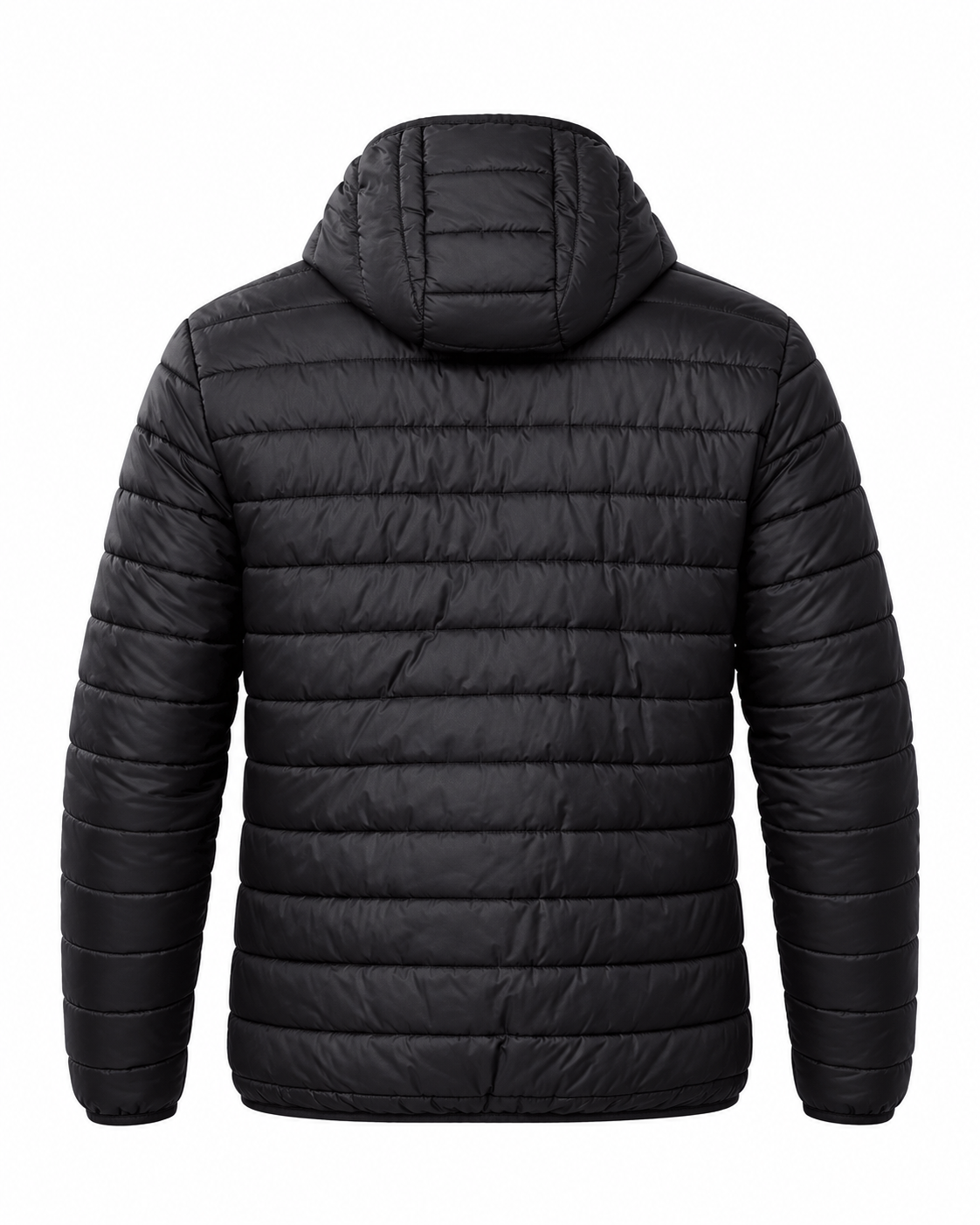 Custom Puffer Jacket in Black Back View