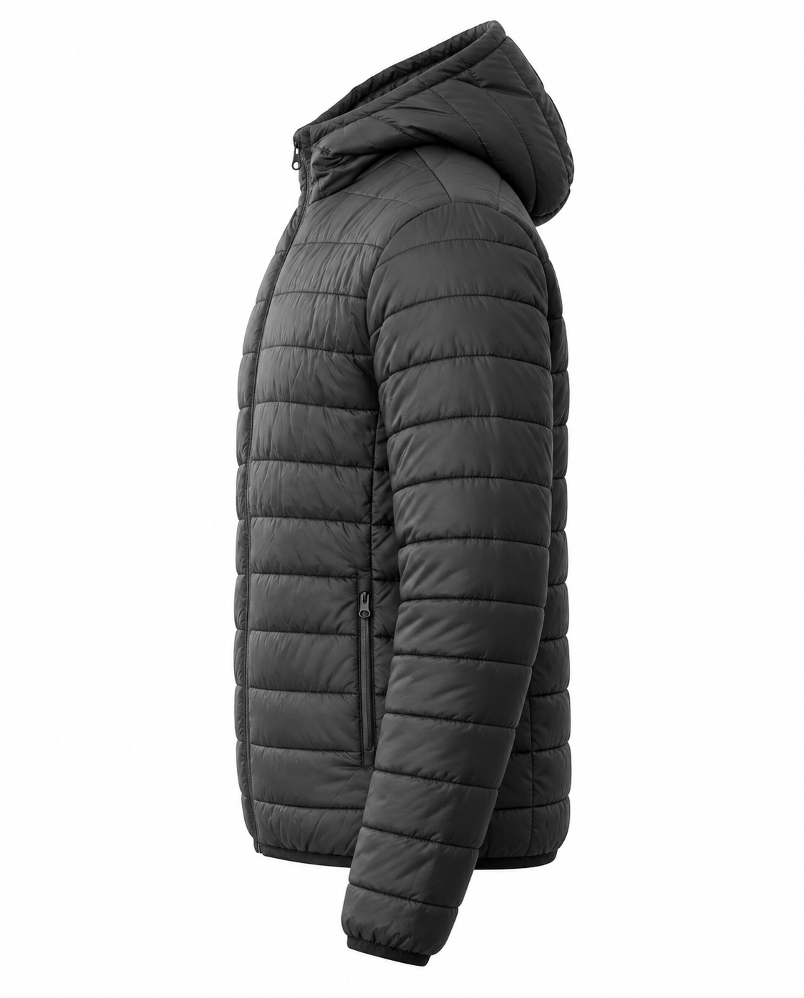 Black Puffer Jacket For Mens Left Sleeve View