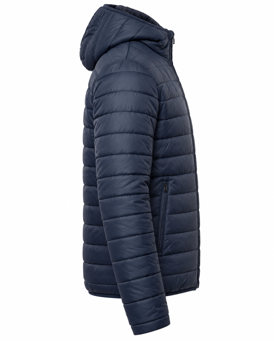 Navy Blue Puffer Jacket Right Sleeve View