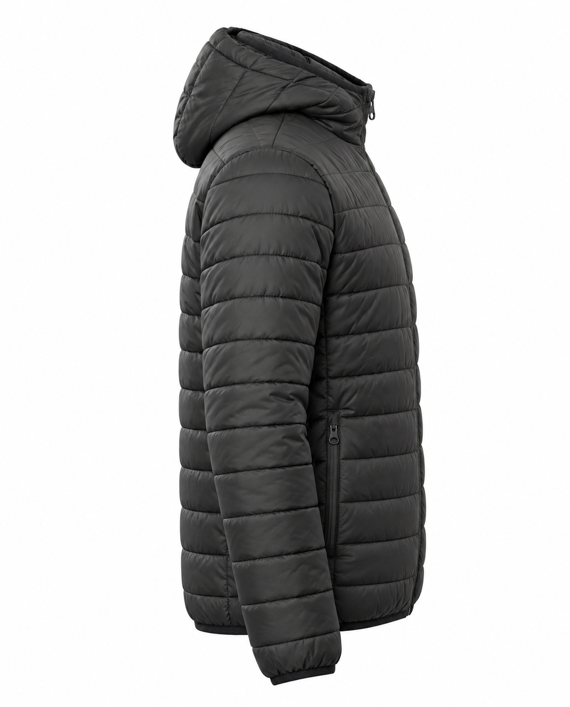 Black Puffer Jacket For Mens Right Sleeve View