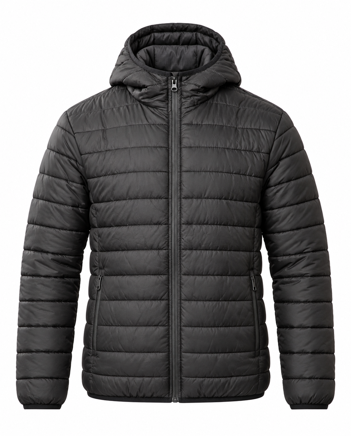 Black Puffer Jacket For Mens Front View