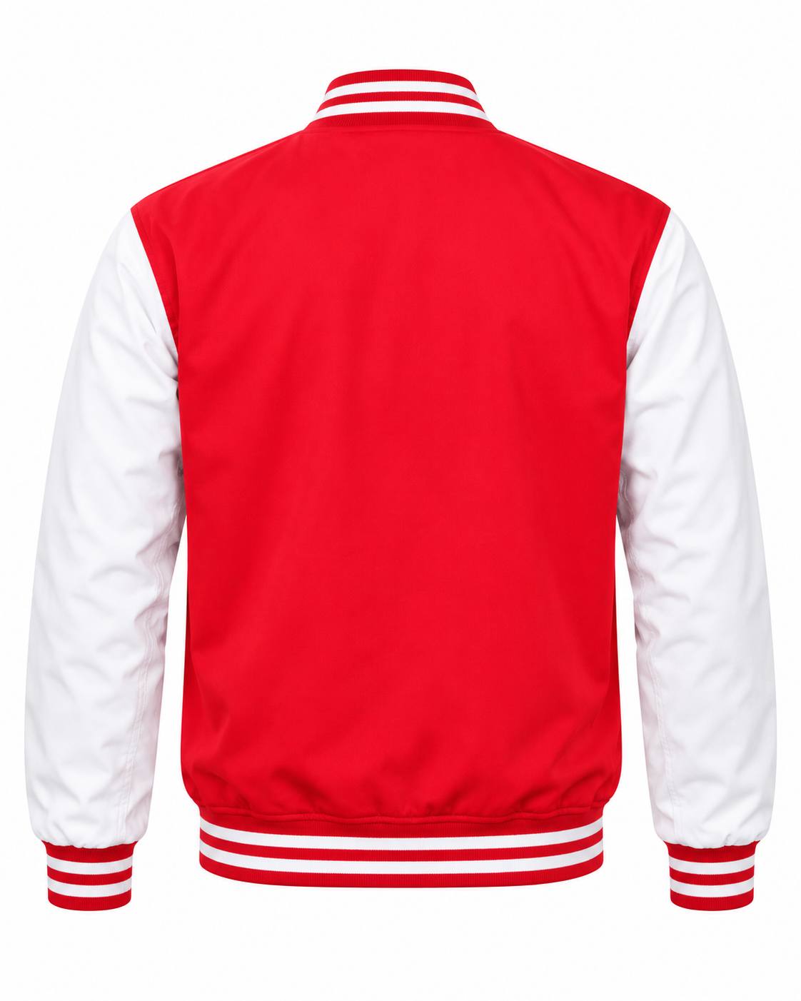 Red and White Cotton Twill Jacket Back View