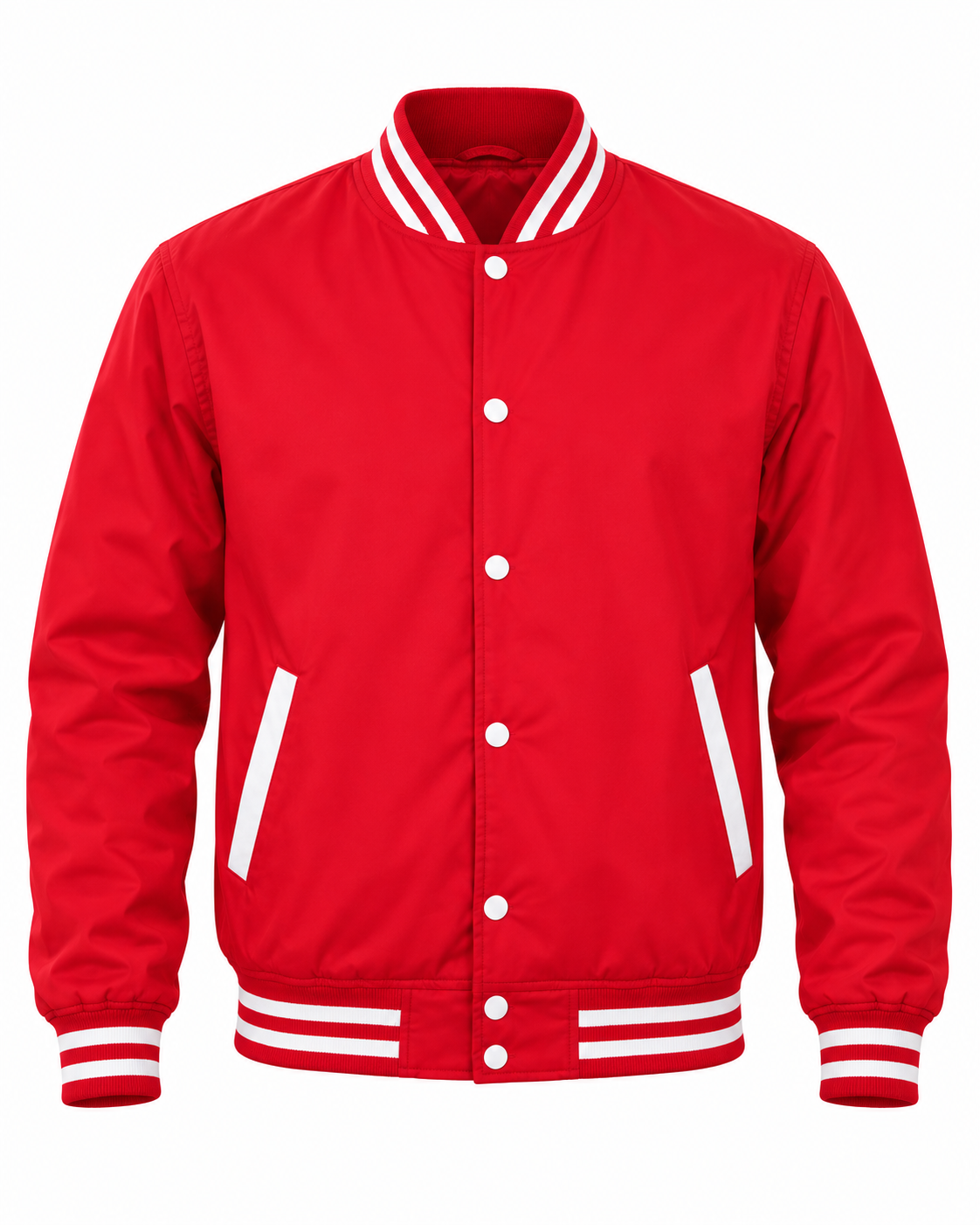 Red Cotton Varsity Jacket Front View