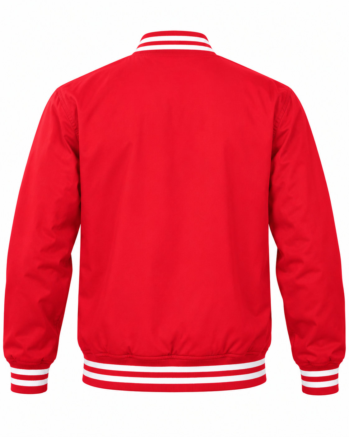 Red Cotton Varsity Jacket Back View
