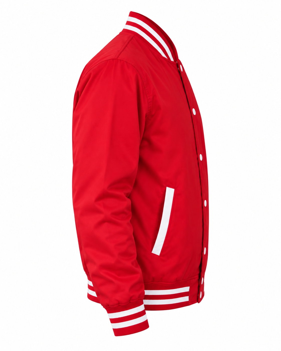 Red Cotton Varsity Jacket Right Sleeve View
