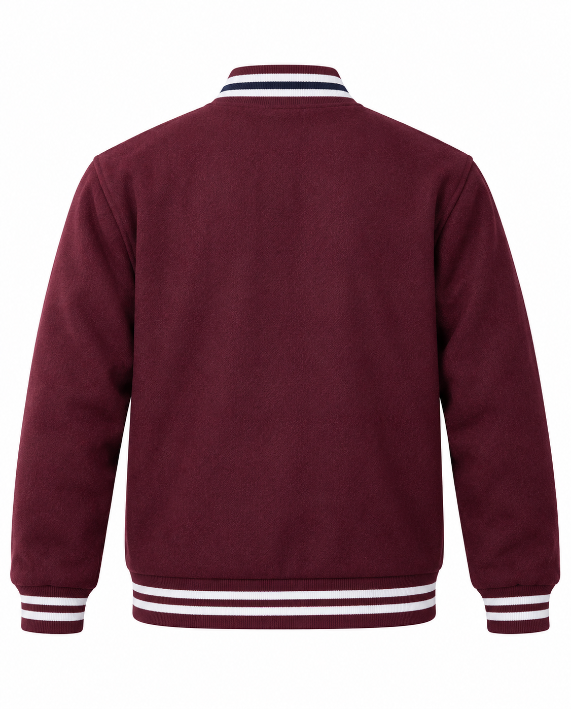 Classic Maroon All-Wool Varsity Jacket Back View