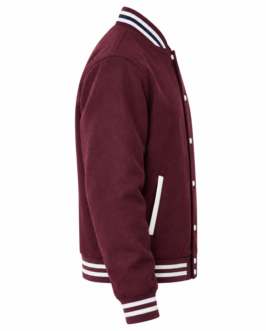 Classic Maroon All-Wool Varsity Jacket Right Sleeve View