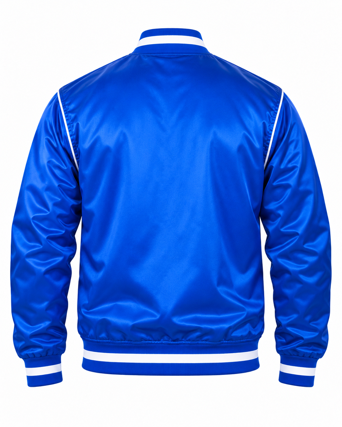 Stylish Satin Varsity Jacket with Piping Back View