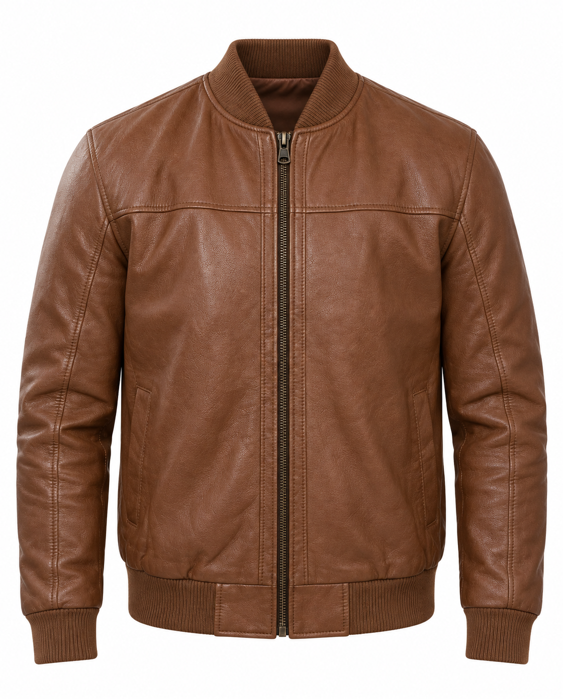 Leather Jacket Bomber Sheep Mens Front View