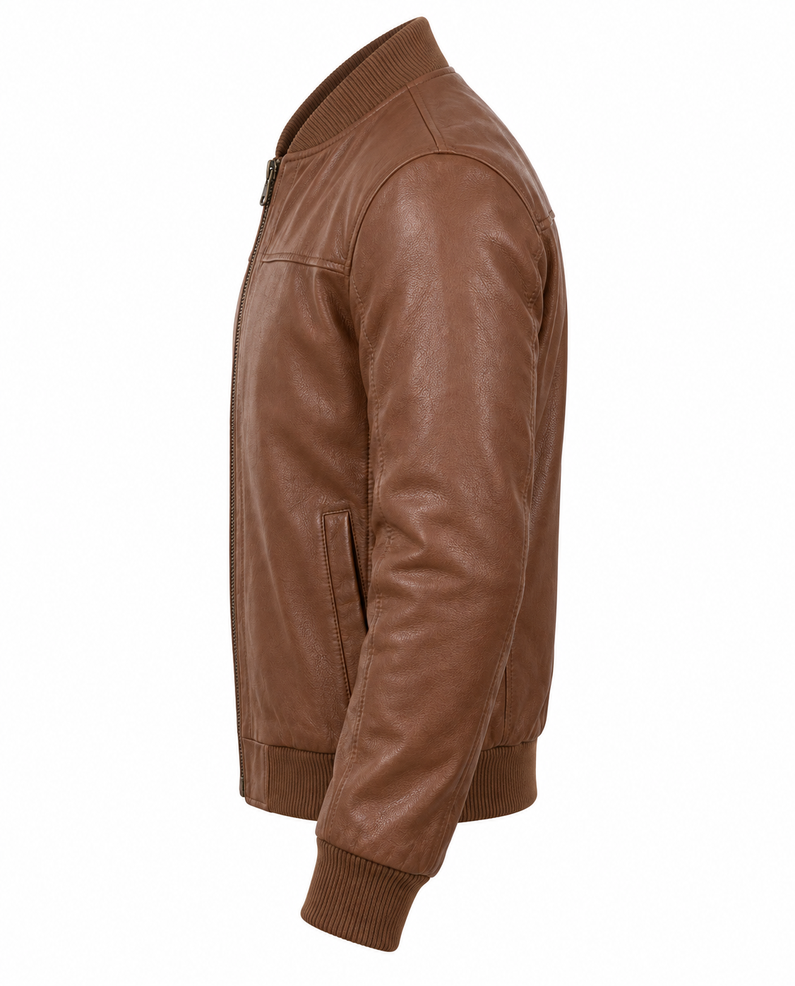 Leather Jacket Bomber Sheep Mens Left Sleeve View