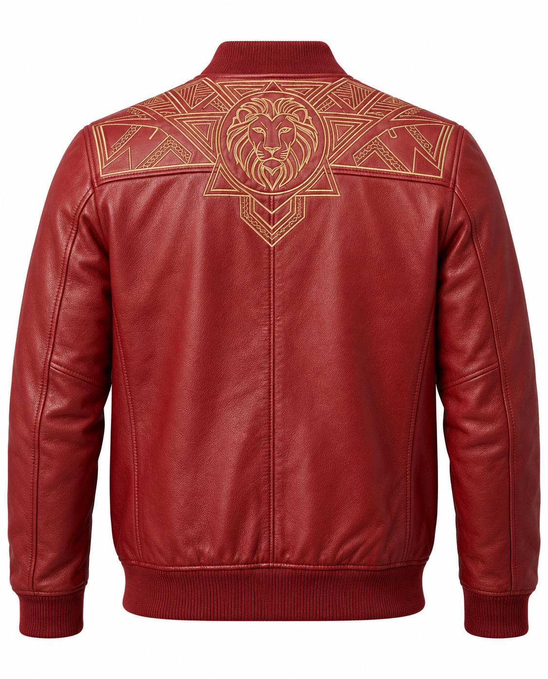 Red Sheep Leather Bomber Jacket Back View
