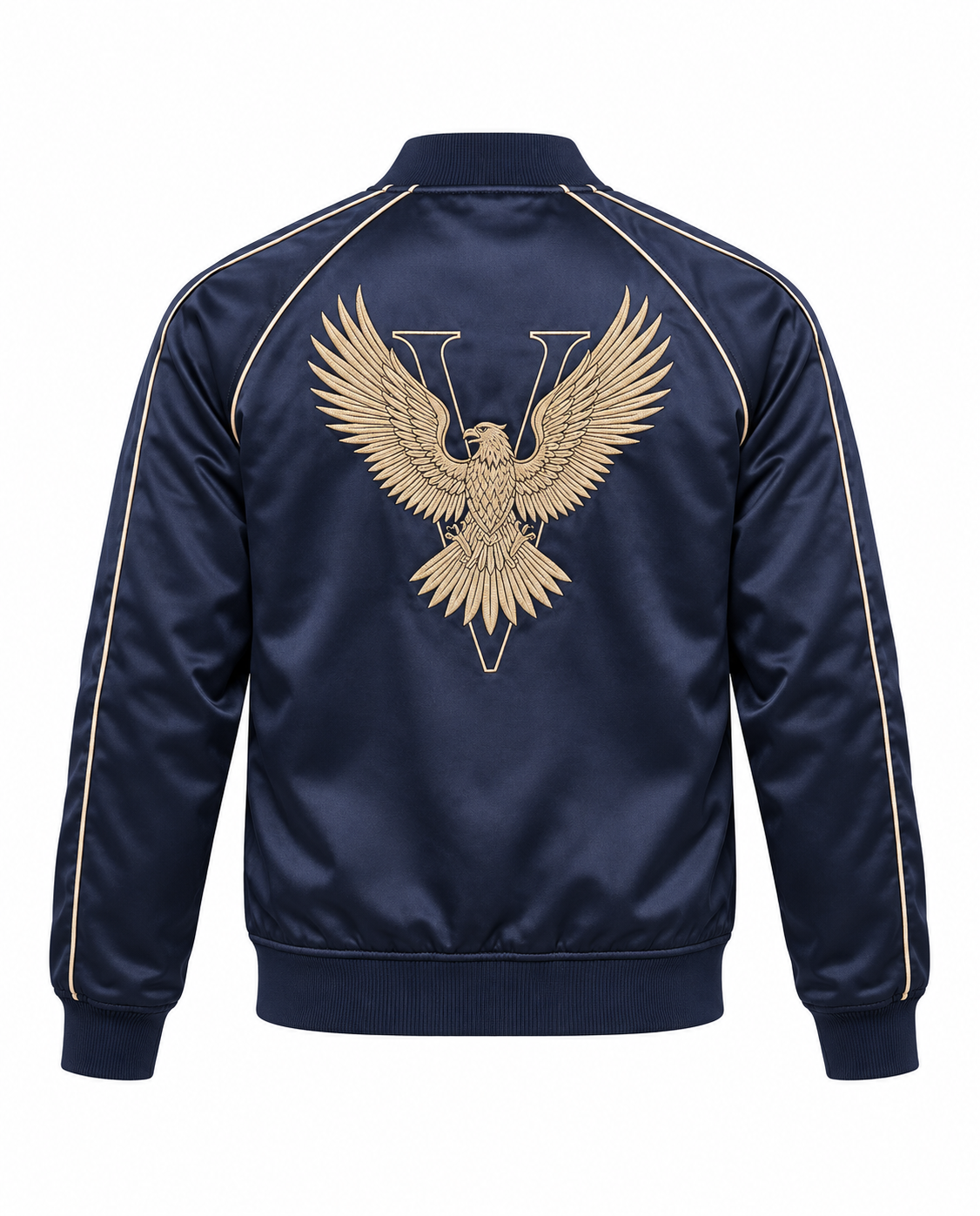 Bomber Jacket With Piping Satin Women Girls Mens Back View