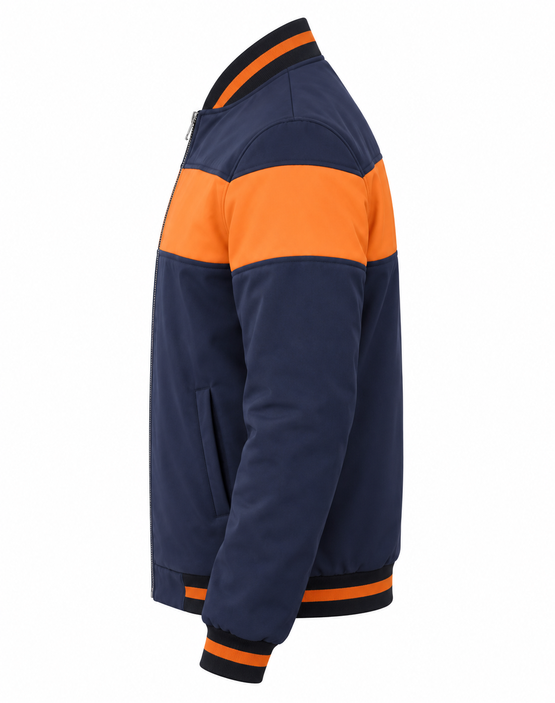 Stylish Softshell Bomber Jacket with Panels Left Sleeve View
