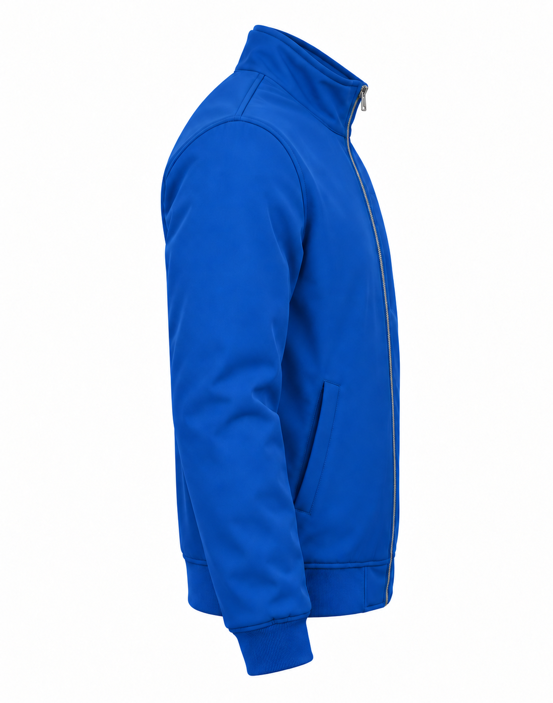 Royal Blue Soft-Shell Bomber Jacket Right Sleeve View