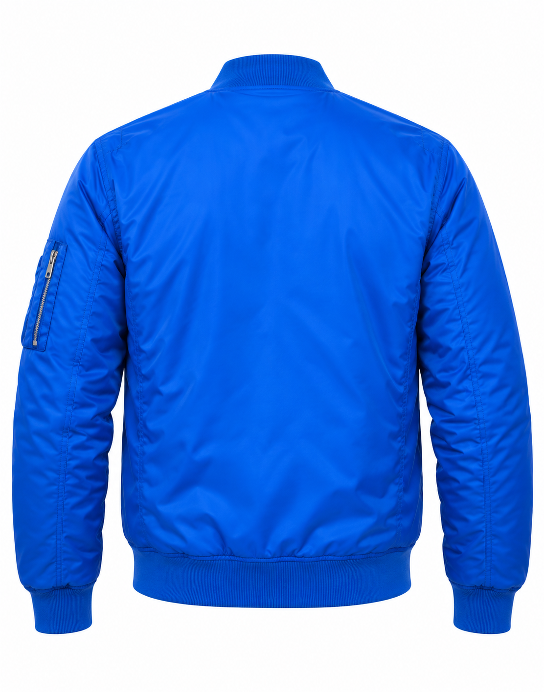 Nylon Bomber Jacket in Royal Blue Back View