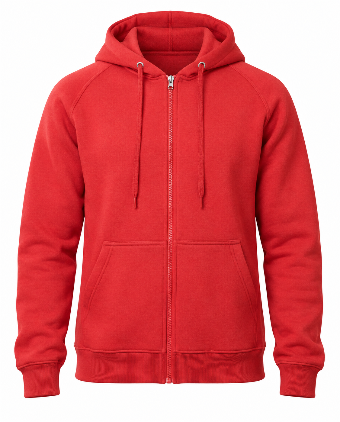 Customizable Zipper Fleece Hoodie In Red Front View