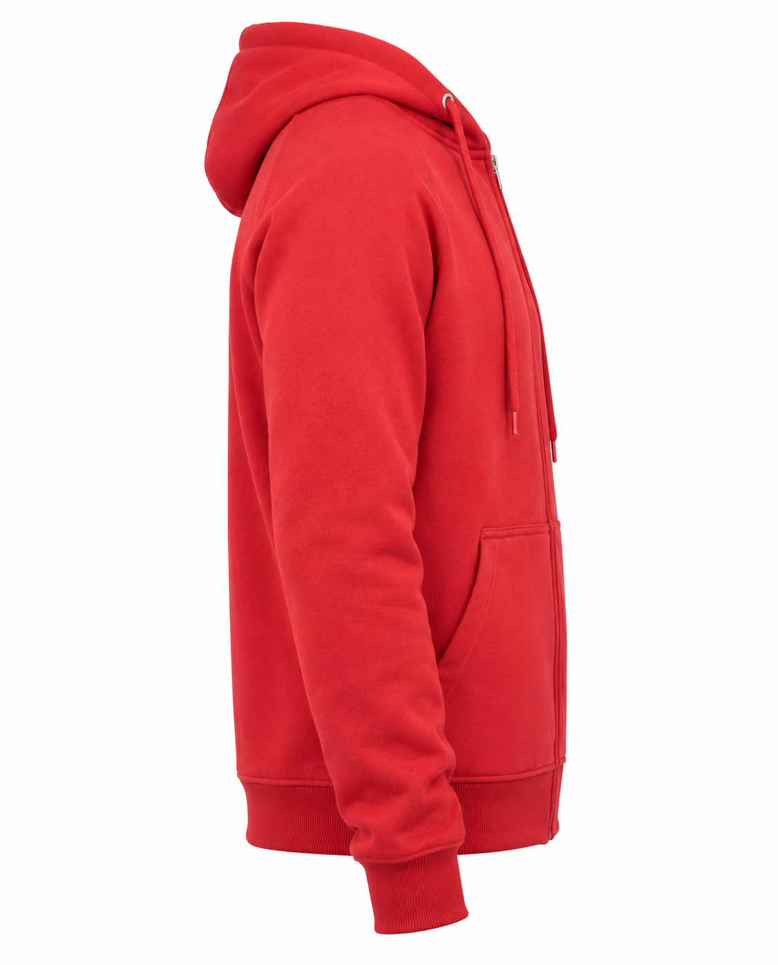 Customizable Zipper Fleece Hoodie In Red Right Sleeve View