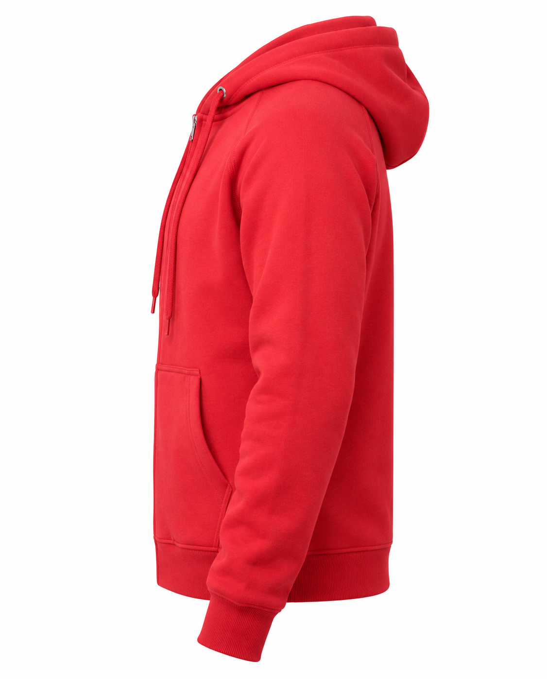 Customizable Zipper Fleece Hoodie In Red Left Sleeve View
