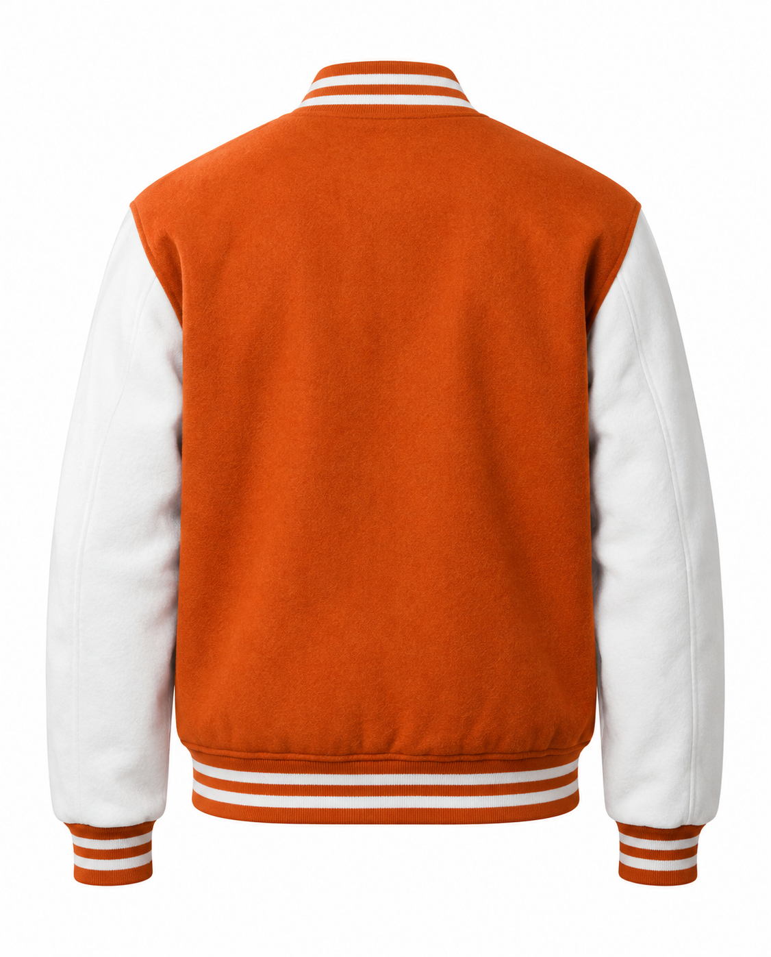Orange & White Wool Varsity Jacket Back View