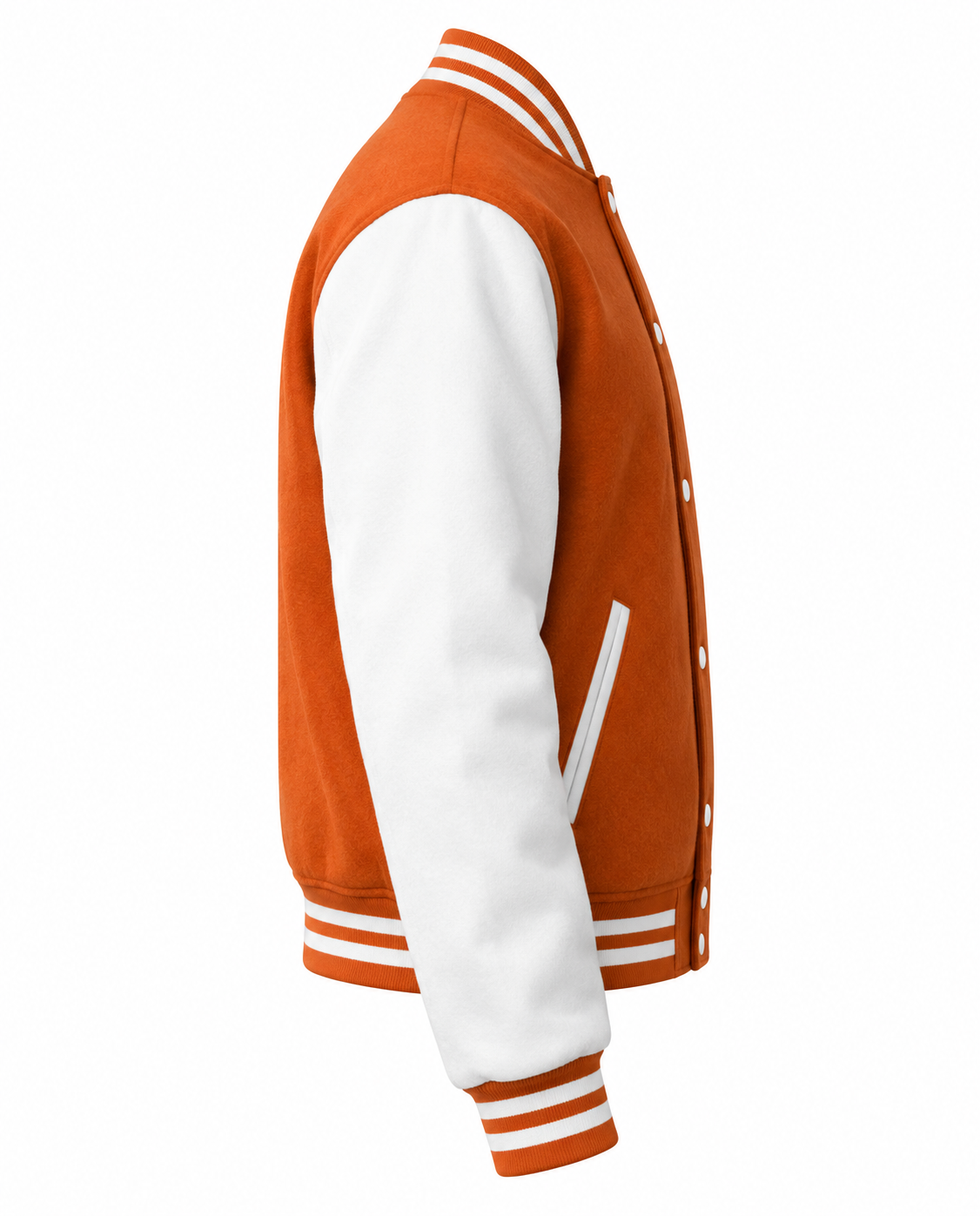 Orange & White Wool Varsity Jacket Right Sleeve View