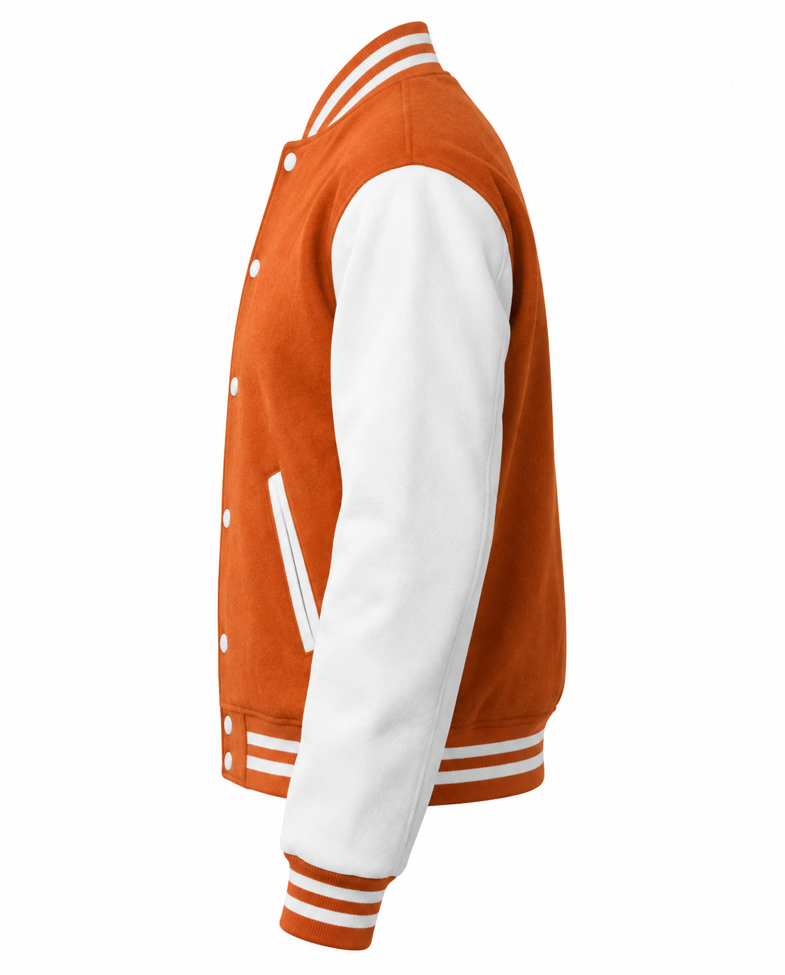 Orange & White Wool Varsity Jacket Left Sleeve View