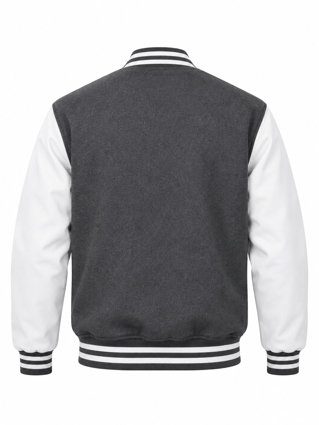 Heather Gray Wool Vinyl Sleeves Jacket Back View