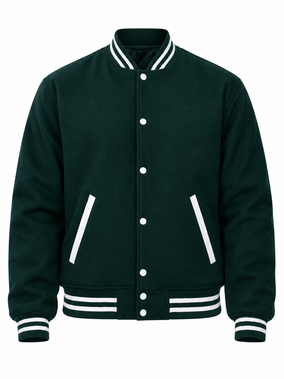 Green Wool Varsity Jacket Front View