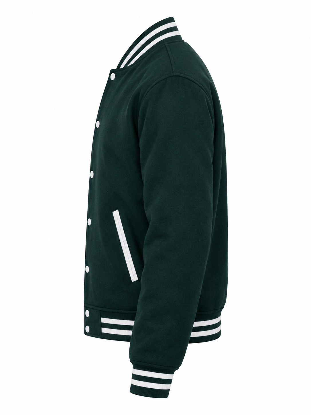 Green Wool Varsity Jacket Left Sleeve View