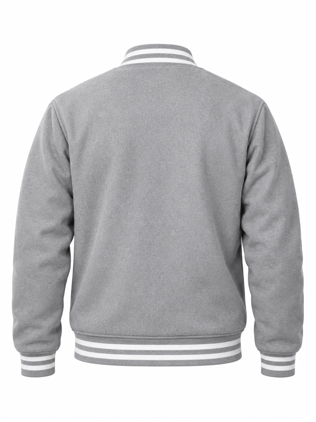 Grey Wool Varsity Jacket Back View