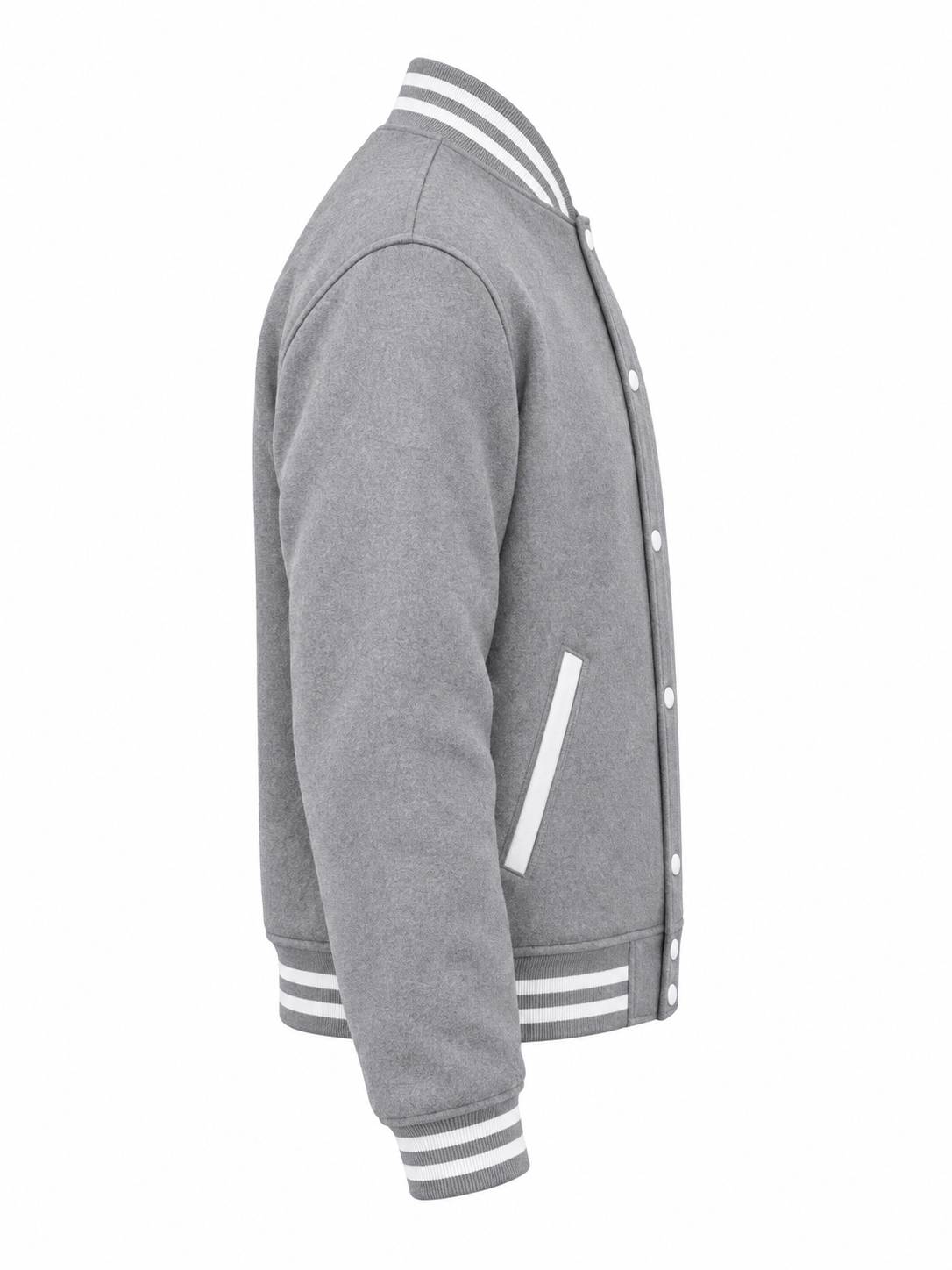 Grey Wool Varsity Jacket Right Sleeve View