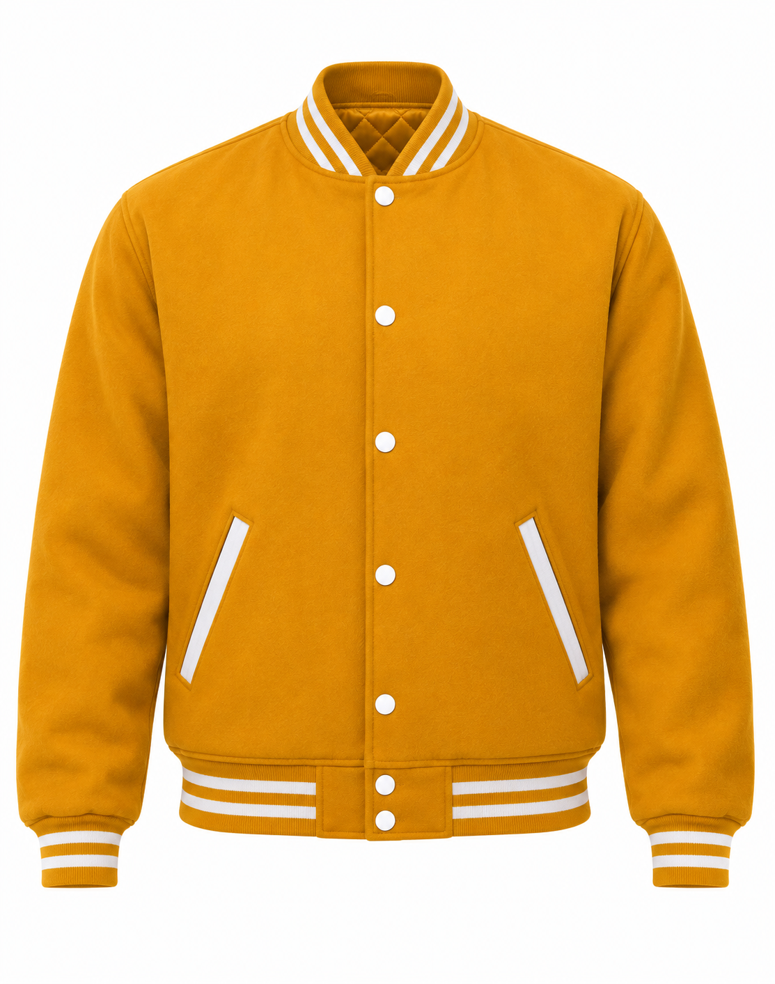 Gold Wool Varsity Jacket Front View