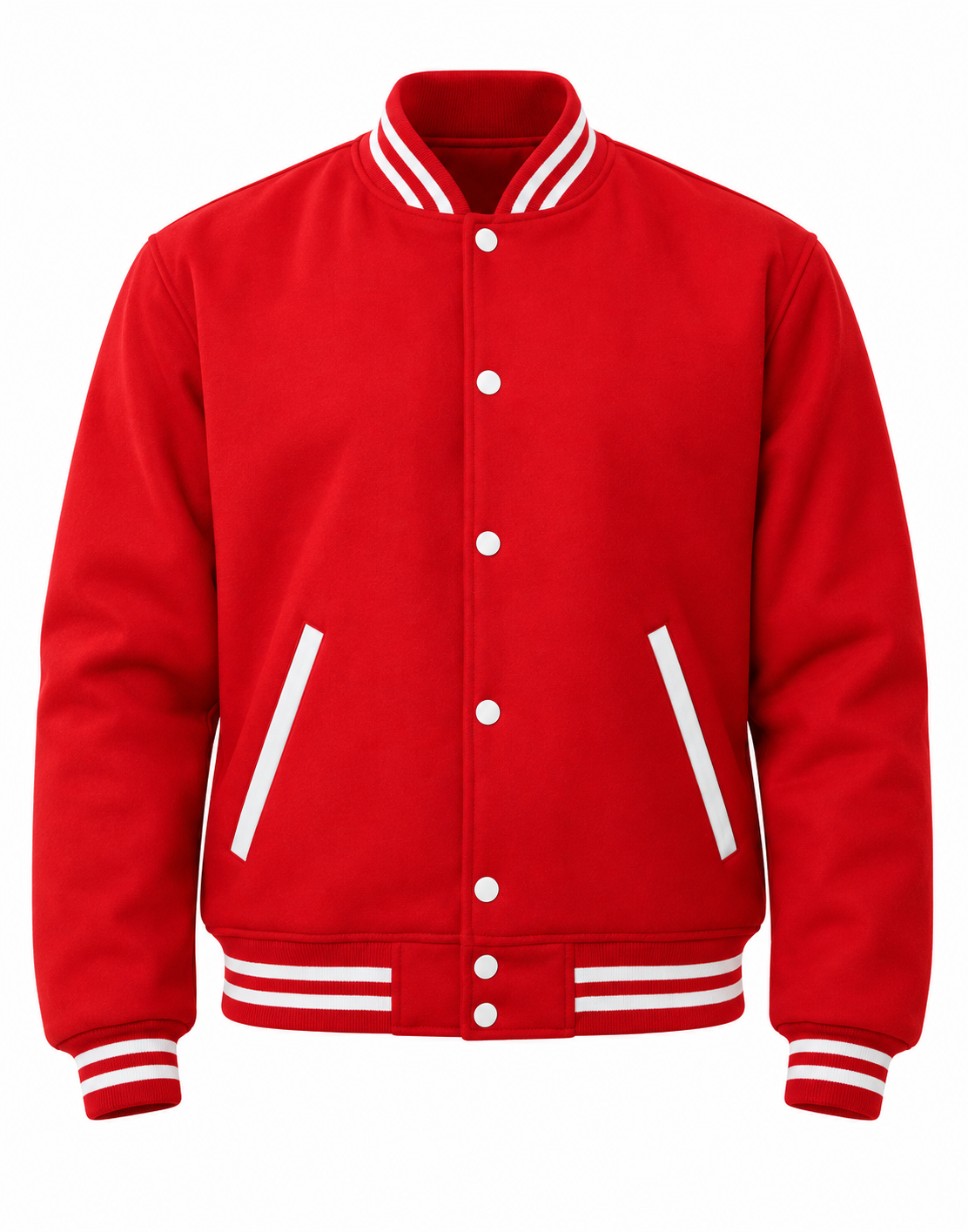 Red Wool Letterman Jacket Front View
