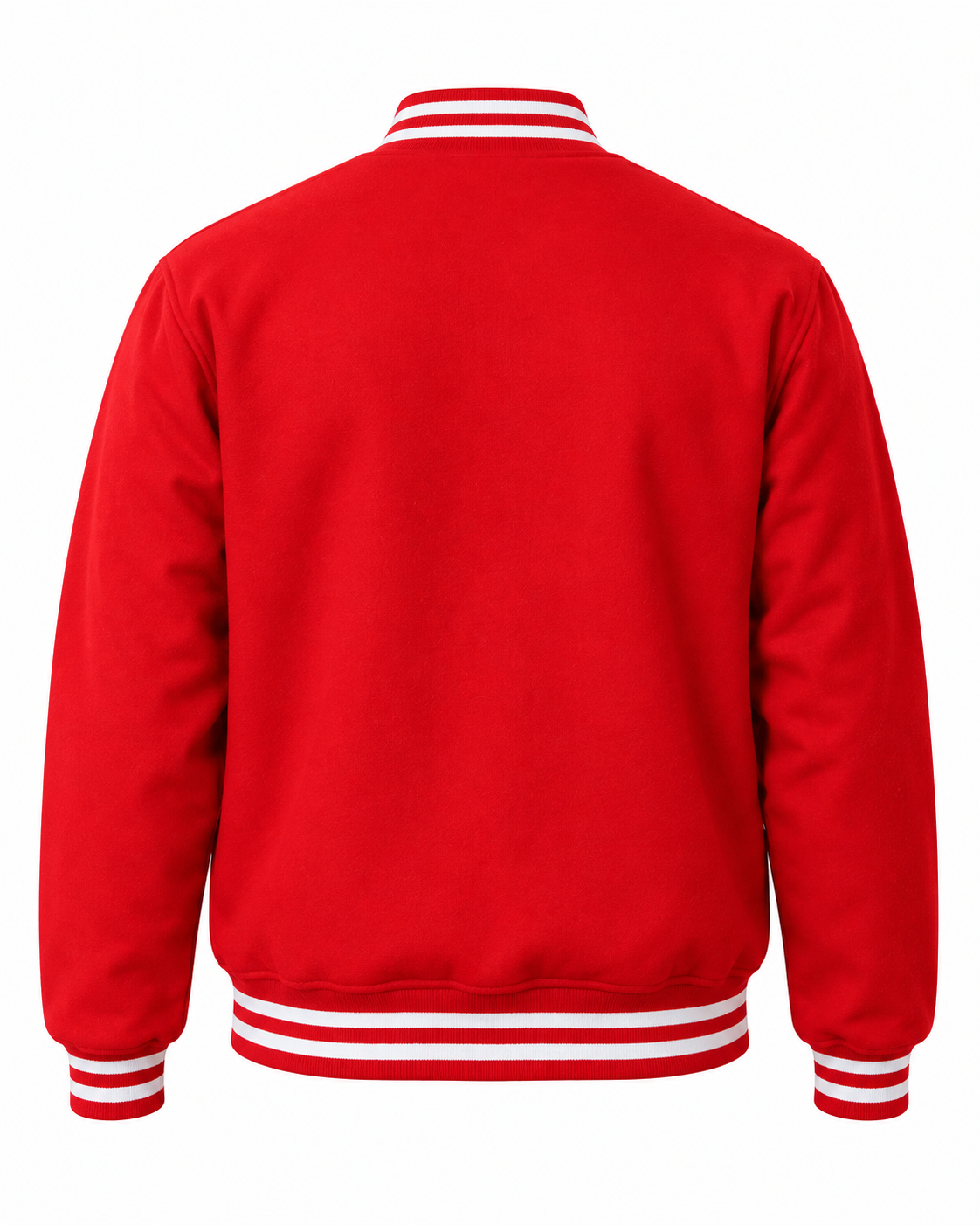 Red Wool Letterman Jacket Back View
