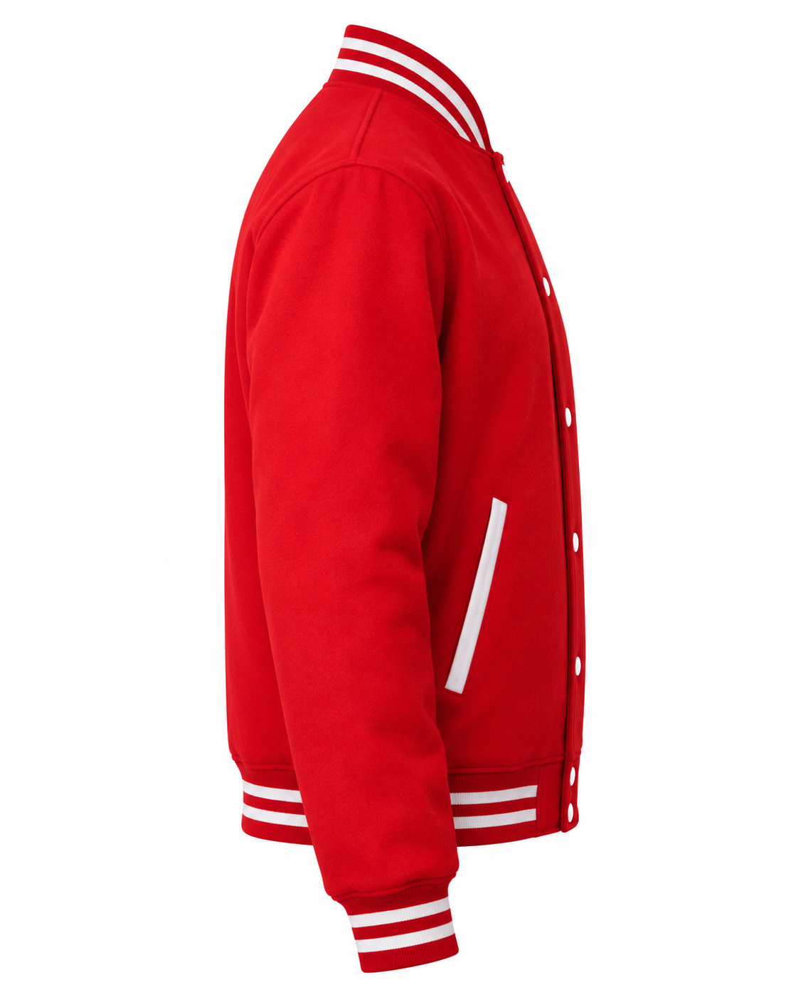 Red Wool Letterman Jacket Right Sleeve View