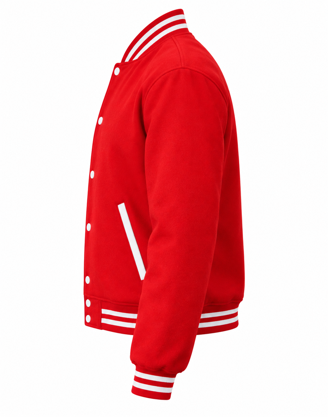 Red Wool Letterman Jacket Left Sleeve View