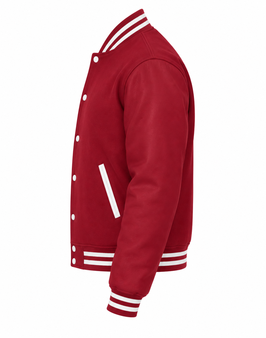 Cardinal Wool Varsity Jacket Left Sleeve View