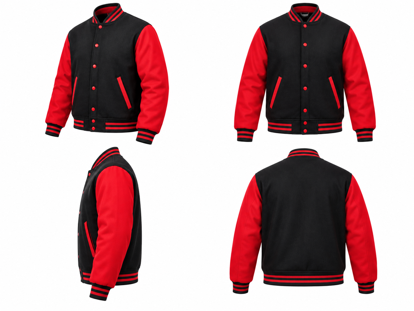 Black and Red Wool Varsity Jacket Left Sleeve View