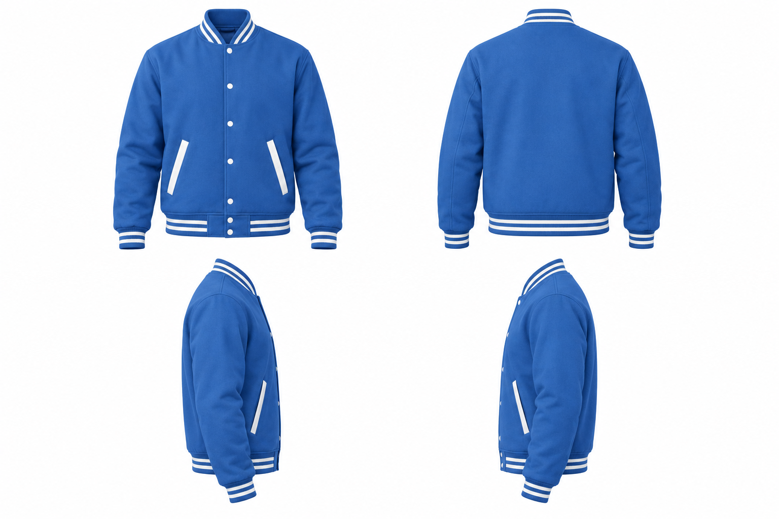 Sky Blue Wool Varsity Jacket Front View