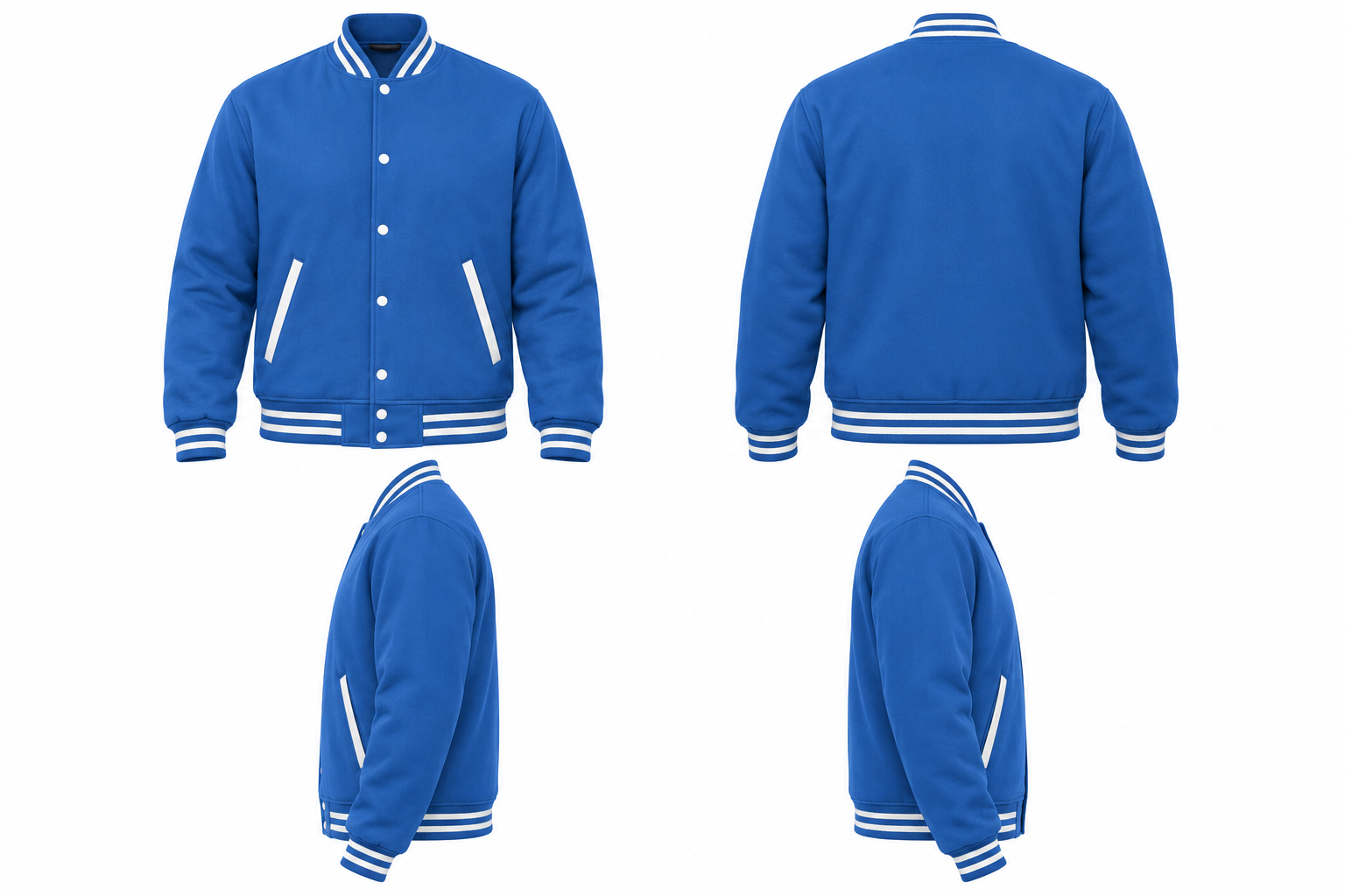 Sky Blue Wool Varsity Jacket Back View