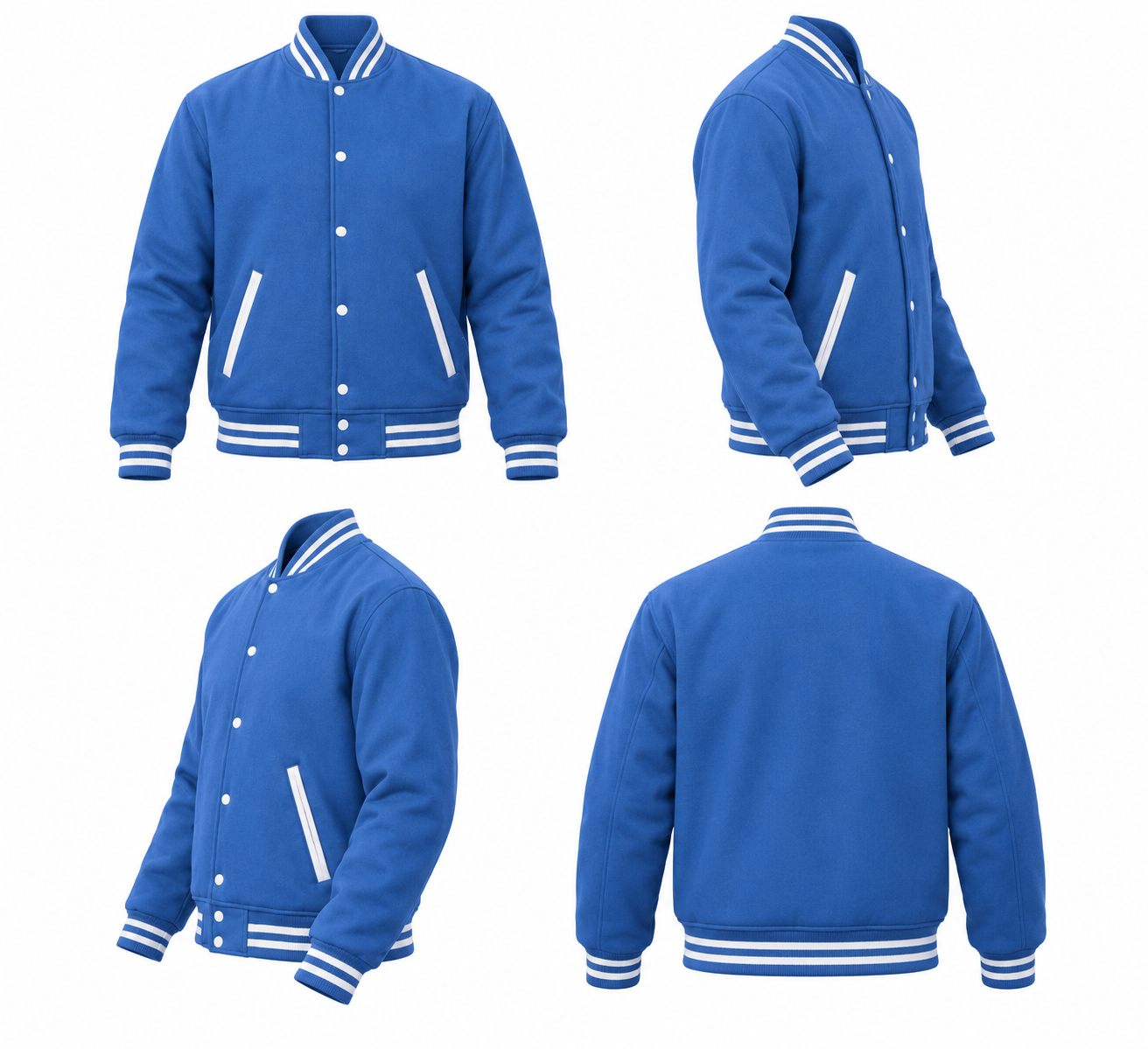 Sky Blue Wool Varsity Jacket Right Sleeve View