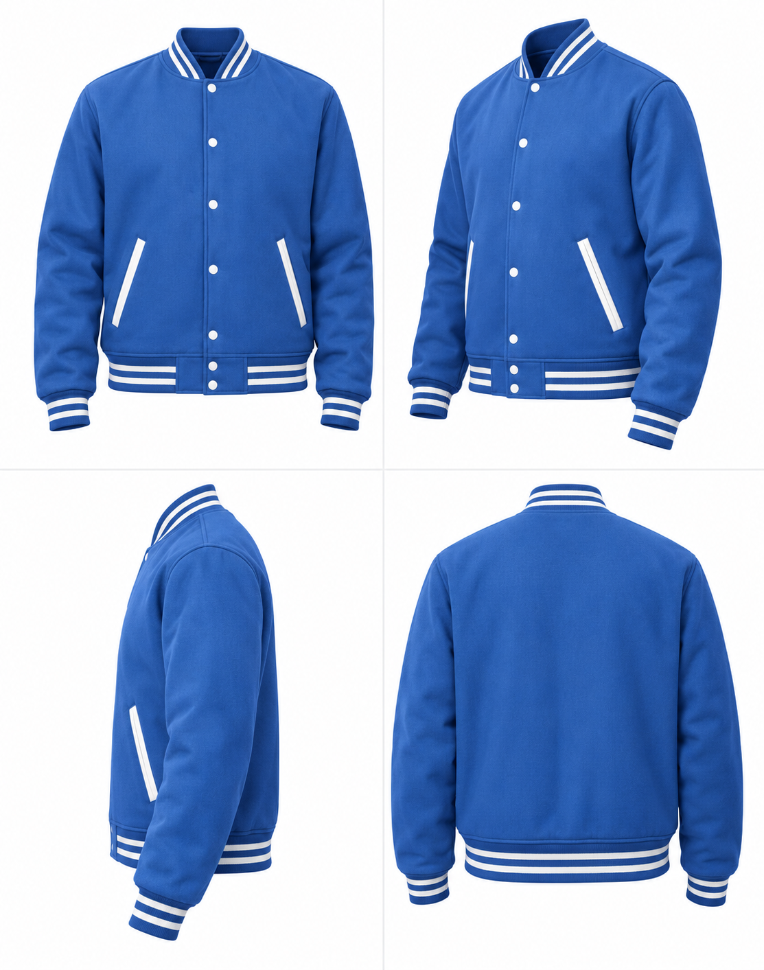Sky Blue Wool Varsity Jacket Left Sleeve View
