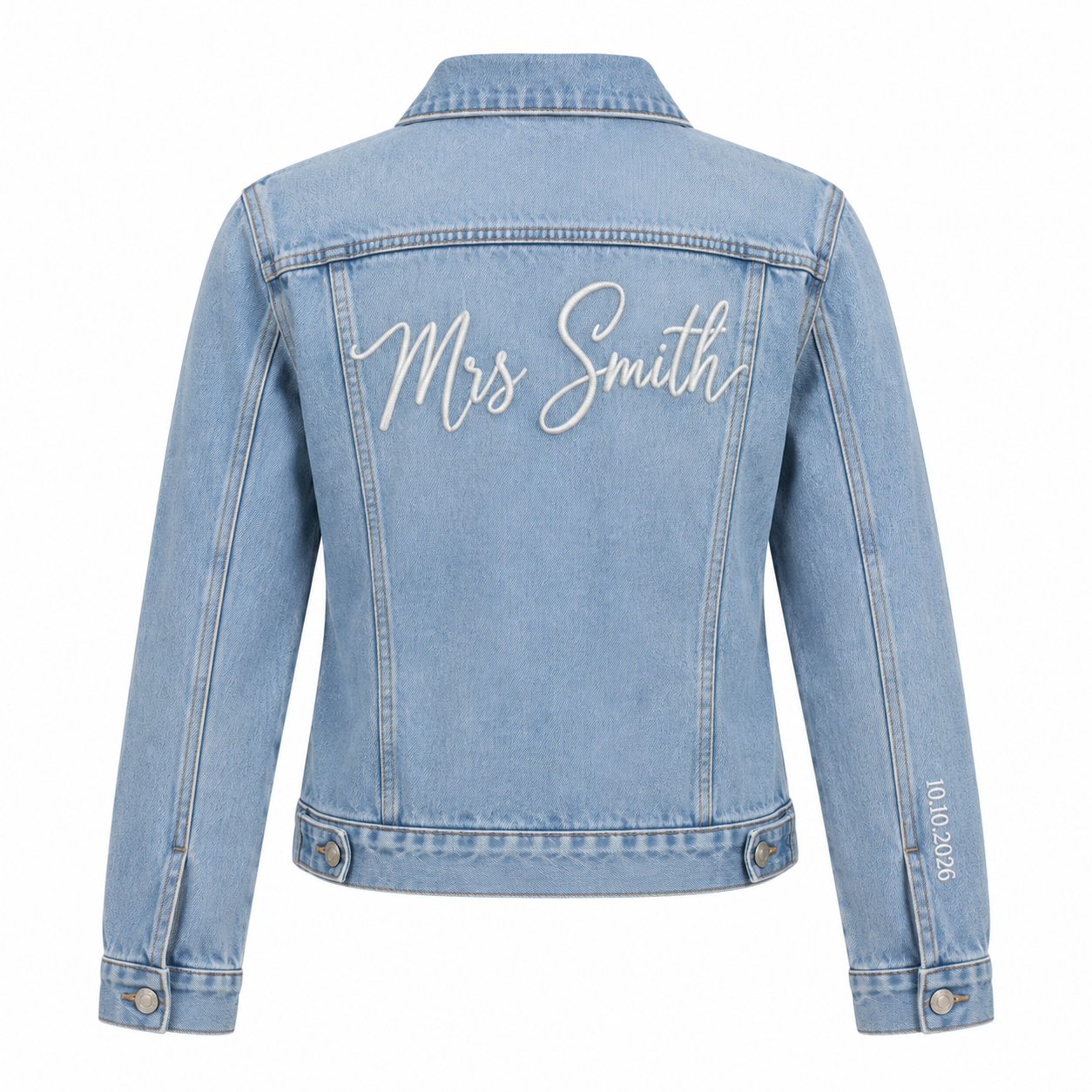 Embroidered Mrs Denim Jacket - back view